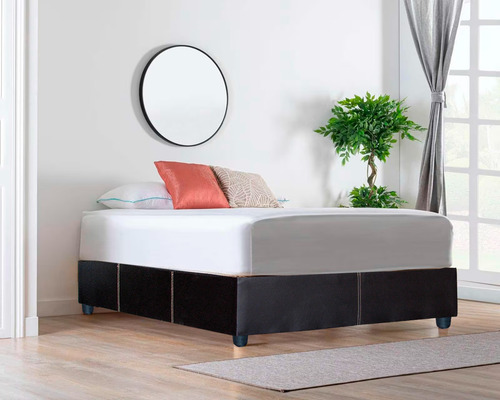 Base Cama Box Matrimonial De Madera Para Colchon Con Tapiz