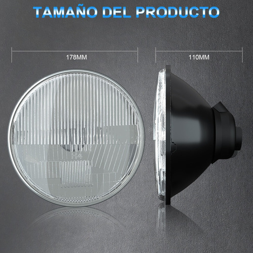 Para D 2pc 7 Pulgadas Redondo Faros Carcasa De Vidrio,