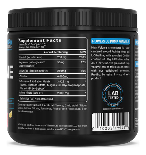 Pescience High Volume Caffeine Free Pump Pre Workout, Raspbe