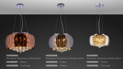 Imagem 7 de 7 de Lustre Pendente Attractive Ambar 28cm Cristal Legítimo