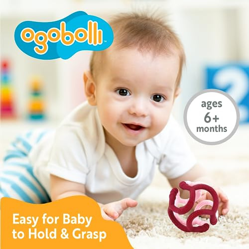 Ogobolli Gummi Teether Ring Textured Sensory Ball Toy F...
