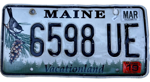 Maine Original Placa Metálica Carro Eua Usa Americana