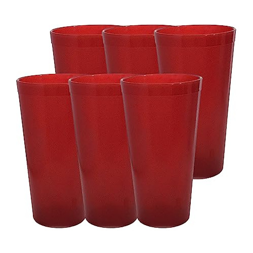 Vasos De Plástico Rojo 6 Piezas De 20 Oz Ligeros, Resi...