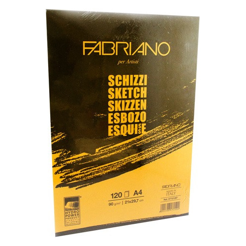 Block Fabriano Sketch 90gr Schizzi Grafito Carbon Dibujo