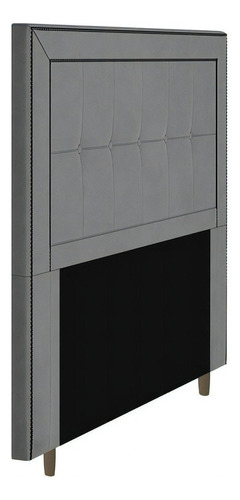 Cabeceira Cama Box Casal King Luxor 195cm Com Tachas Cinza