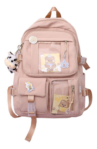 Mochila  Kawaii Colegio Nailon Niña Linda Peluche Vaca