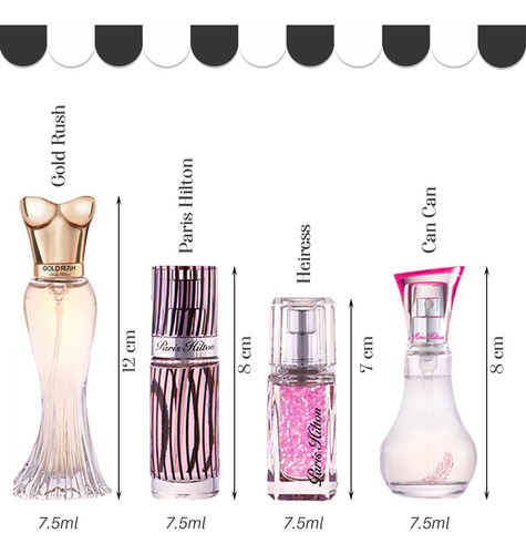 Paris Hilton Set 4 Mini Perfumes Gold Rush Can Can Heiress