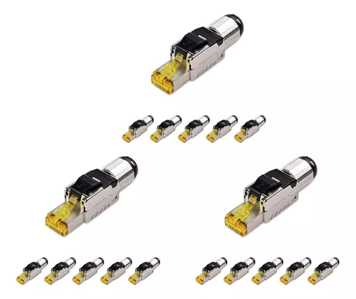  Cable Matters Paquete de 6 conectores RJ45 Cat 8 blindados sin  herramientas, conector Cat8, conector Cat8, enchufe Cat8 : Electrónica