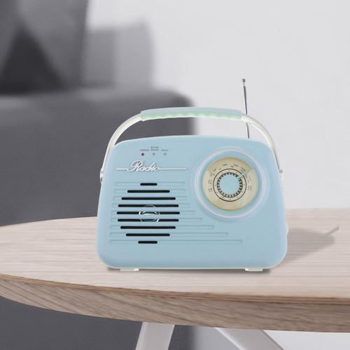 Radio Portátil De Diseño Retro, Material Pp, Azul
