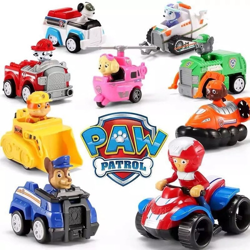 Autos Paw Patrol Set De 9 Autos + 30 Stickers Paw Patrol 