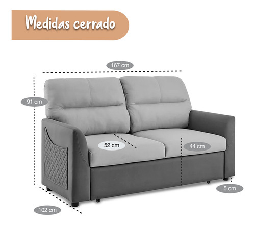 Sillón Sala Sofacama Matrimonial Comodo Moderno Eke