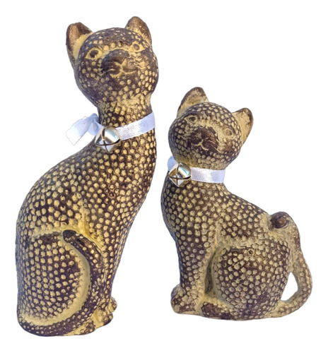 Estatuilla Pareja De Gatitos Con Cascabel Adorno Decoarion