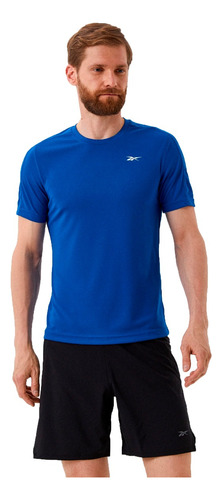 Remera Reebok Running Hombre Ss Tech Azul Ras