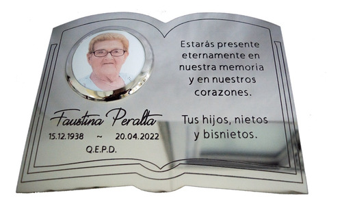 Placa Recordatoria Cementerio 30x20 + Foto + Floreros + Cruz