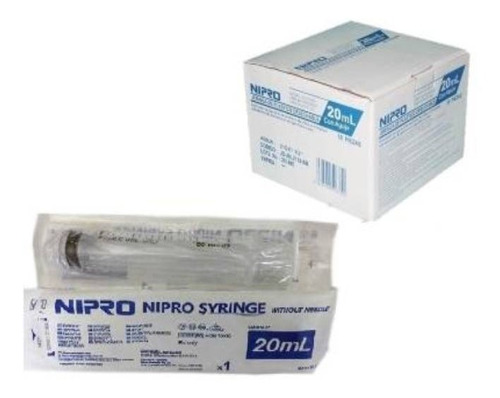 Jeringa Desechable De 20 Ml Sin Aguja Caja Con 50