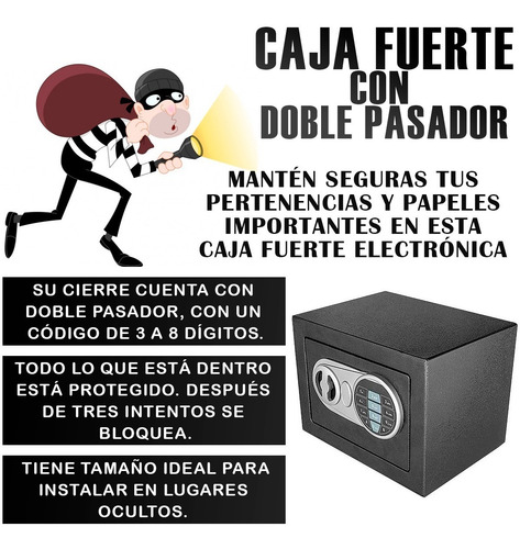 Imagen 2 de 7 de Caja Fuerte Electrónica Digital Luces Led Llaves Seguridad