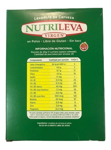 Suplemento en polvo Nutrileva  Levadura De Cerveza 200 grs