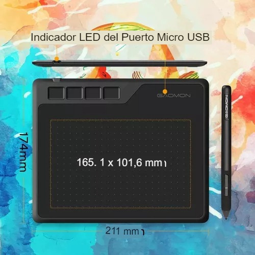 Is Tableta Digitalizadora Gaomon S620 De 6,5 X 4 Con Pluma