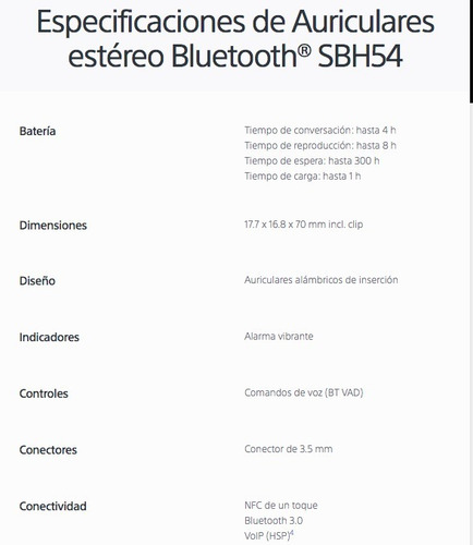 Manos Libres,radio Fm Y Microteléfono Inteligente Sony Sbh54