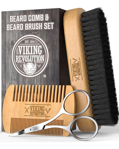 Juego De Cepillo Y Peine Viking Revolution Para Barba 