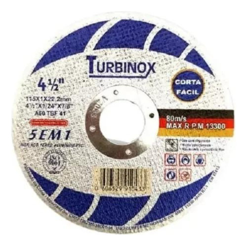 Discos Corte Fino 4''1/2 X 1/24' X 7/8 100 Peças Turbinox