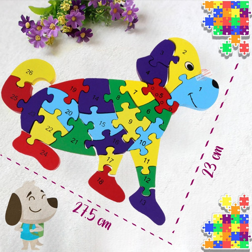 Imagen 2 de 6 de Rompecabezas Madera Animales Didactico Numeros Letras Df-60