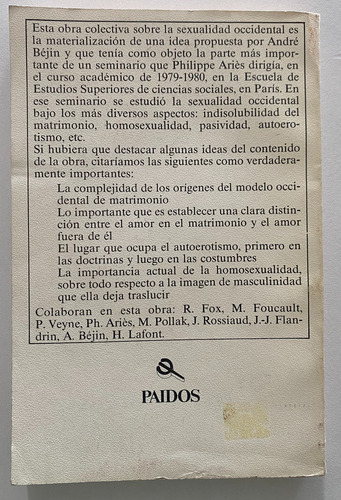 Libro Fisico Sexualidades Occidentales Ph Aries A Benjamin (Usado)