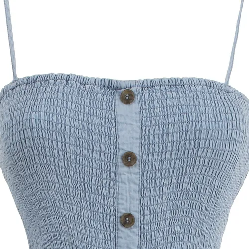 Mono Largo Palazzo Strapless Lazo Cintura Stretch Fresco