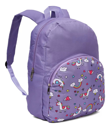 Set Mochila, Bolso Y Peluche Morado De Unicornio Para Niña