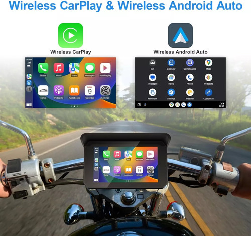 5 Pulgadas Motocicleta Gps Carplay Inalámbrico Android Auto