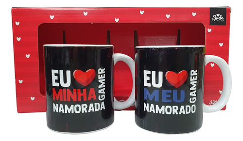 Caneca Dupla Casal Gamer Amor - Presente Dia Dos Namorados