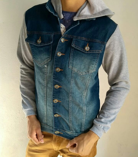 jaqueta jeans com manga de moletom mercado livre