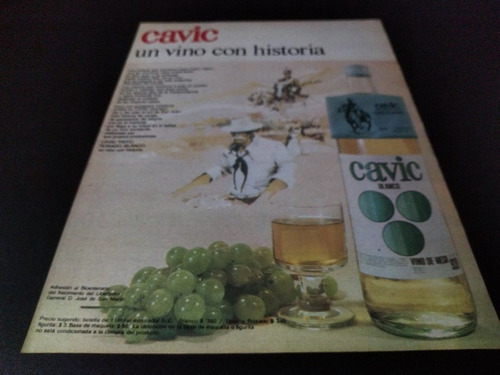 (pe016) Publicidad Clipping Vino Blanco Cavic * 1978