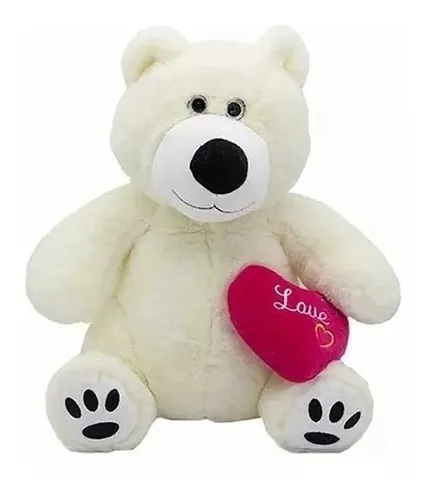 Peluche Oso Polar Con Corazon Y Ojos Glitter Funnyland