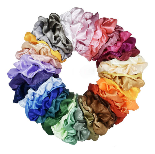 Set De 40 Scrunchies De Satén, Gomas Para El Pelo.