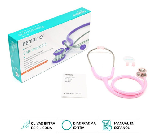 Imagen 8 de 10 de Estetoscopio Femmto Pediatrico Doble Profesional Campana