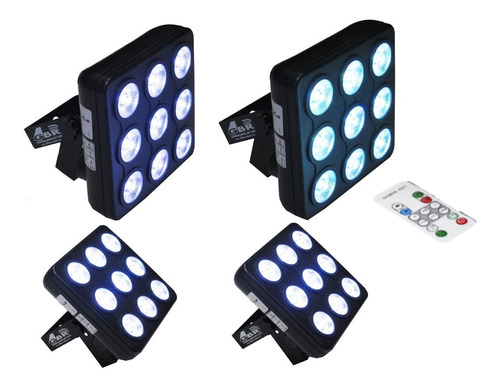 Combo 4 Spot Led Proton Super Flat Remoto Dmx 9 Led 8w Pro