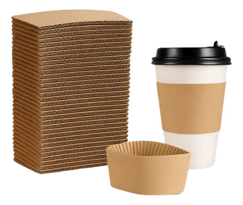 2000 Fajillas Para Vaso Bebida Caliente Cafe Mangas Kraft
