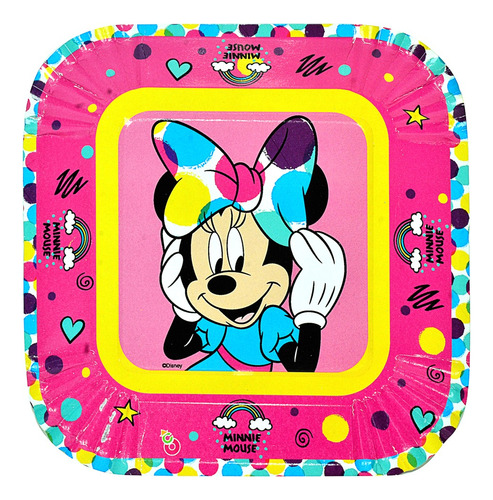 Plato Descartable Minnie Mouse Cumpleaños Disney Original