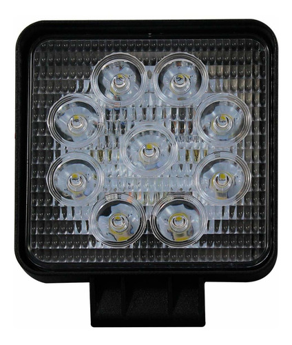 Kit 10 Farol Milha Led Uni 12v 24v 27w 9 Leds 6000k Quadra