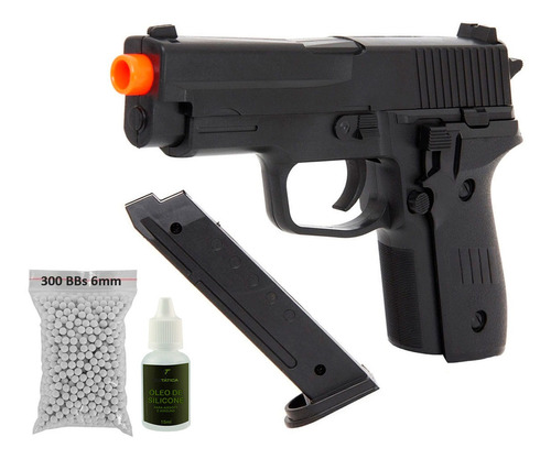 Airsoft Barato Pistola Spring Arma 6mm + 300 Bolinhas + Óleo