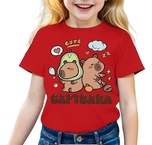 Camiseta Casual Infantil Con Estampado De Capibara