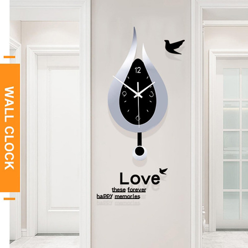Reloj De Pared Péndulo, Reloj De Pared Decorativo De Plata