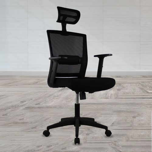 Silla Ejecutiva Mundo In Jm-318 Respaldo Tipo Mesh Cabecera Color Negro