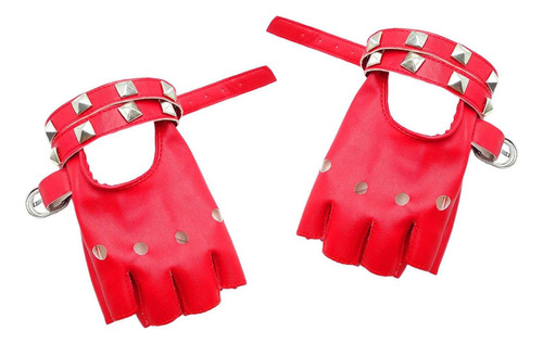 Guantes De Cuero Pu Mitones Remaches Cinturón Para Ciclismo