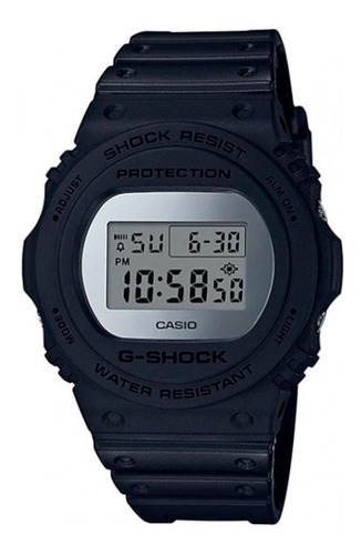 Reloj pulsera digital Casio DW-5700 con correa de resina color negro - fondo plateado/gris