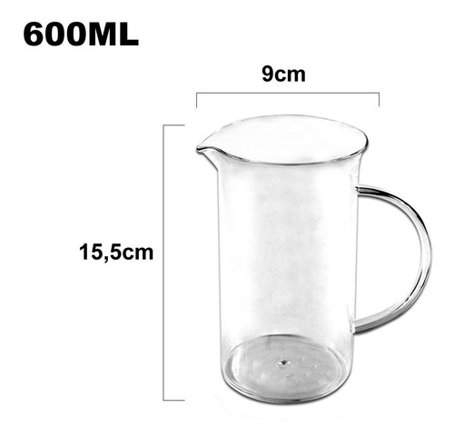 Imagen 2 de 4 de Cafetera Embolo Repuesto Vaso Prensa Francesa 600ml Pettish
