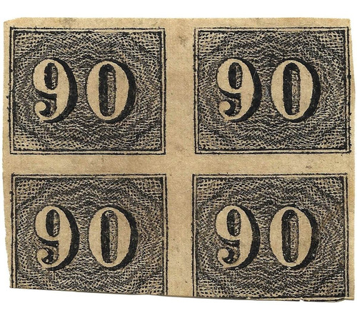 Quadra Selo 15 Império 90 Réis Vertical Olho De Cabra Novo