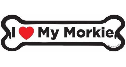 I Love My Morkie - Imán Para Coche Con Hueso De Perro - 2 X 