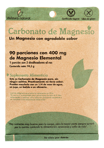 Carbonato De Magnesio - 90 Porciones - Dulzura Natural